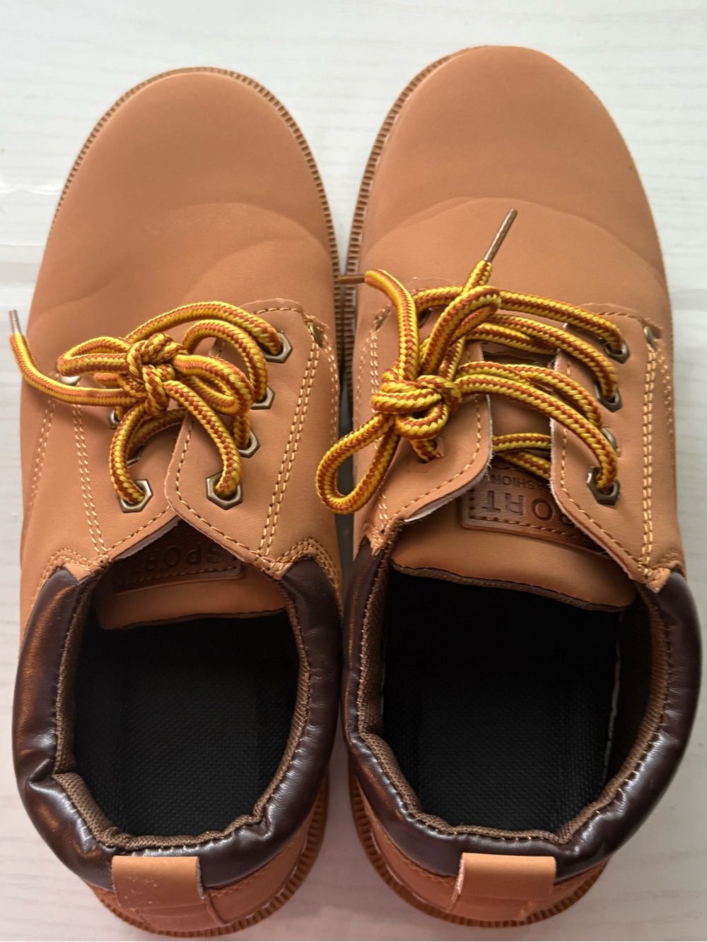 BEAST FASHION Tan Casual Lace-Up Sneakers with Yellow Laces